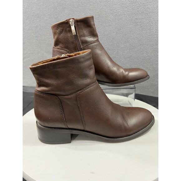 Franco Sarto Benny Ankle Boots Booties Women Size 7.5 Brown Soft Leather Zipper - Picture 1 of 13